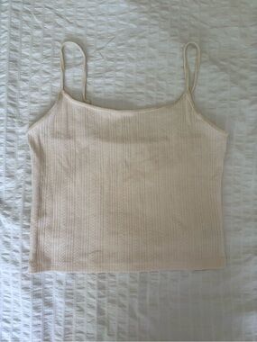 American Eagle Outfitters Cream Ribbed Spaghetti Strap Cami